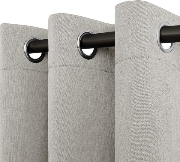 81-_8PfUdzL._AC_SL1500 Linen Textured 100% Blackout Curtain 100x96 Inch Extra Wide Patio Sliding Door Curtain Solid Thermal Insulated Room Curtain for Bedroom, Living Room (1 Panel, White)