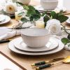 810_sVdhNGL._AC_SL1500 Ceramic Dinnerware Sets, Embossed White Stoneware Plates and Bowls Sets, Housewarming Wedding Gift | Dishwasher & Microwave Safe | Dishes Set Service for 4