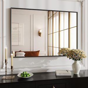 811WifAPU8L._AC_SL1500 Black Vanity Mirror, 26×38 Black Mirror for Bathroom,Large Bathroom Mirror,Square Mirror (Black)