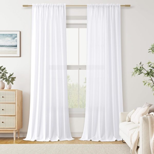 811rvqK8INL._AC_SL1500 Pure White Linen Curtains 90 Inch Length for Living Room Bedroom 2 Panels Set Rod Pocket Light Filtering Semi Sheer Window Curtains 52 Inch Width Boho Farmhouse Linen Drapes, W52xL90