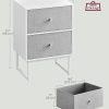 Nightstand, Bedside Table Small Dresser with Removable Fabric Drawers, End Table Side Table, Bedroom Furniture, Night Stand for Bedroom, Office, Cloud White and Dove Gray