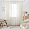 813SqWYiwaL._AC_SL1500 White Linen Sheer Curtains 96 Inch Length for Extra Wide Windows 84 Inch Width 2 Panel Back Tab Pocket Light Filter Semi Sheer Long Skinny Curtains for Living Room Rustic Farmhouse 8 FT Wide 84 x 96