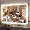 Vanity Mirror with Lights - 15"x12.6" LED Lighted Makeup Mirror, Large Makeup Mirror with Lights, Touch Screen with 3-Color Lighting, Dimmable, for Vanity Desk Tabletop, Bedroom