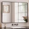 814JHsyPPeL._AC_SL1500 Black Metal Framed Bathroom Mirrors for Wall, 20 x 30 Inch Rounded Rectangle Bathroom Vanity Mirror, Matte Black Farmhouse Mirror with Seamless Frame, HD Tempered Glass(Horizontal/Vertical)