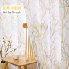Tree Print Yellow Grey and White Curtains for Living Room Windows - Linen Textured Grommet Branches Pattern Window Treatment Set for Bedroom - 50" W x 96" L - (2 Panels)