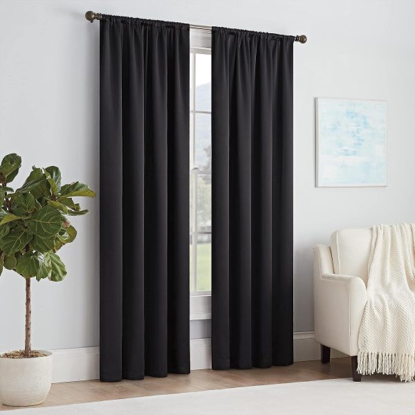 Modern Room Darkening Rod Pocket Window Curtain for Bedroom (1 Panel), 54 in x 54 in, Grey