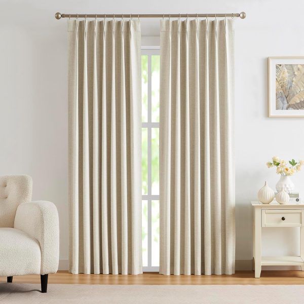 814j3csz4HL._AC_SL1500 Linen Blended Pinch Pleated Drapes,Blackout and Thermal Insulated Noise Reducing Pleated Curtains for Bedroom Nursery,Backtab 108 Inches with 9 Hooks,40"x108", 1 Panel,Natural Beige