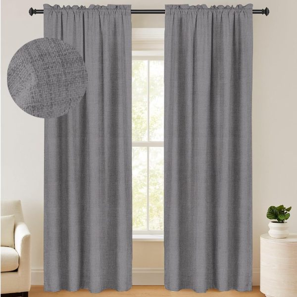100% Blackout Shield Linen Blackout Curtains 84 Inches Long 2 Panels Set, Blackout Curtains for Bedroom, Thermal Insulated Rod Pocket Window Curtains & Drapes Living Room, 50W X 84L, Beige