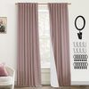 108 Inch Long Blackout Curtains & Drapes for Track System Pleated with Hooks Rings 2 Panels Set,Linen Black Out Back Tab 9FT Ceiling to Floor Length Curtains for Living Room,Cream Ivory