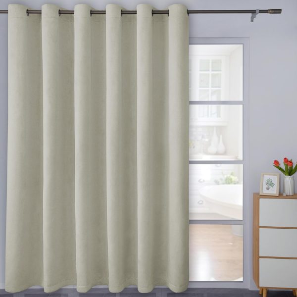 816GmPnANJL._AC_SL1500 Linen Textured 100% Blackout Curtain 100x96 Inch Extra Wide Patio Sliding Door Curtain Solid Thermal Insulated Room Curtain for Bedroom, Living Room (1 Panel, White)