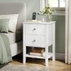 Bamboo Nightstand with Charging Station, Bedside Table with 2 Drawers, Side End Table with Open Shelf, 2 USB-A Ports, 2 AC Outlets, Minimalist, for Bedroom, Cloud White ULET623W01