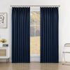 8188Du6pZcL._AC_SL1500 Pure White Pinch Pleat Curtain 52" W x 63" L Solid Thermal Insulated 50% Blackout Patio Door Curtain Panel Drape for Traverse Rod and Track with Tieback, (One Panel)