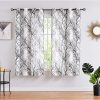 Tree Print Yellow Grey and White Curtains for Living Room Windows - Linen Textured Grommet Branches Pattern Window Treatment Set for Bedroom - 50" W x 96" L - (2 Panels)
