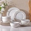 819IBwKTgjL._AC_SL1500 Ceramic Dinnerware Sets, Embossed White Stoneware Plates and Bowls Sets, Housewarming Wedding Gift | Dishwasher & Microwave Safe | Dishes Set Service for 4