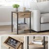 Bedside Table with Drawer, Side Table, End Table, for Bedroom, Office, Industrial, Camel Brown and Black ULET055B50