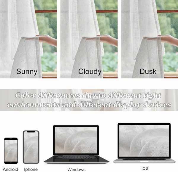 81AaKZ0r24L._AC_SL1500 White Linen Sheer Curtains 96 Inch Length for Extra Wide Windows 84 Inch Width 2 Panel Back Tab Pocket Light Filter Semi Sheer Long Skinny Curtains for Living Room Rustic Farmhouse 8 FT Wide 84 x 96