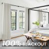 108 Inch Long Blackout Curtains & Drapes for Track System Pleated with Hooks Rings 2 Panels Set,Linen Black Out Back Tab 9FT Ceiling to Floor Length Curtains for Living Room,Cream Ivory