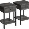 Bedside Table with Drawer, Side Table, End Table, for Bedroom, Office, Industrial, Camel Brown and Black ULET055B50