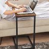 C-Shaped End Table, Small Side Table for Couch, Sofa Table with Metal Frame for Living Room, Bedroom, Bedside, Rustic Brown and Black