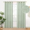 Natural Linen Curtains 63 Inch Length 2 Panels Bronze Grommet Linen Textured Short Window Drapes Light Filtering for Living Room Bedroom, 52 X 63 Inch