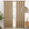 Natural Linen Curtains 63 Inch Length 2 Panels Bronze Grommet Linen Textured Short Window Drapes Light Filtering for Living Room Bedroom, 52 X 63 Inch