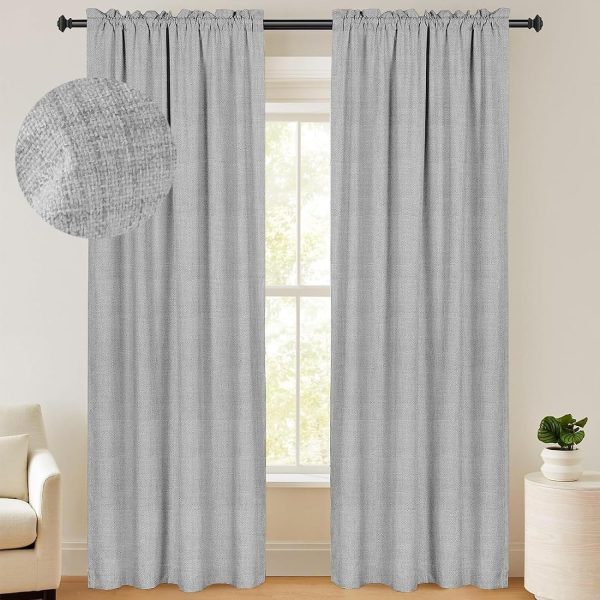 100% Blackout Shield Linen Blackout Curtains 84 Inches Long 2 Panels Set, Blackout Curtains for Bedroom, Thermal Insulated Rod Pocket Window Curtains & Drapes Living Room, 50W X 84L, Beige