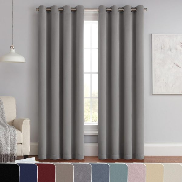 Modern Room Darkening Rod Pocket Window Curtain for Bedroom (1 Panel), 54 in x 54 in, Grey