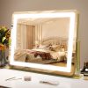 Lighted Makeup Mirror with Light, 9"x11" Vanity Mirror with Lights, Portable Tabletop Cosmetic Make Up Mirror, Smart Touch Control, Dual Power Supply, 360°Rotation