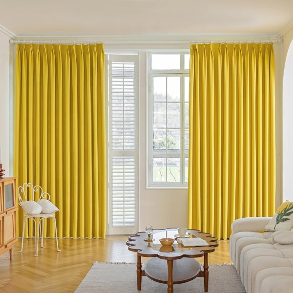 81FDcDU4nRL._AC_SL1500 Pure White Pinch Pleat Curtain 52" W x 63" L Solid Thermal Insulated 50% Blackout Patio Door Curtain Panel Drape for Traverse Rod and Track with Tieback, (One Panel)