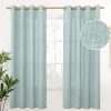 Natural Linen Curtains 63 Inch Length 2 Panels Bronze Grommet Linen Textured Short Window Drapes Light Filtering for Living Room Bedroom, 52 X 63 Inch