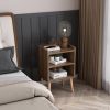 Nightstand, Mid-Century Modern Bedside Tables with Storage Shelf, Minimalist and Practical End Side Table, Fashion Bedroom Furniture, Walnut.
