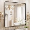 81H0wfqE0AL._AC_SL1500 22x30 Inch Bronze Bathroom Mirror for Vanity, Brushed Bronze Metal Frame Mirror for Wall, Rounded Rectangle Bronze Frame Mirror with Tempered Glass, Anti-Rust (Horizontal/Vertical)