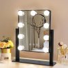 Makeup Vanity Mirror with Lights, 10X Magnification Hollywood Lighted Mirror with 9 Dimmer Led Bulbs, Plug in Light-up Beauty Mirror, Touch Screen Lighted Table Set Mirror, 360°Rotation(White)