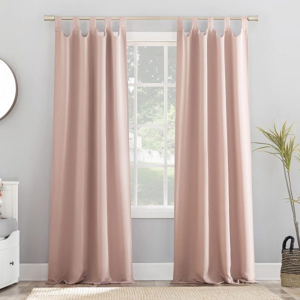 Energy Saving Blackout Tab Top Curtain Panel, 40" x 84", Blush Pink