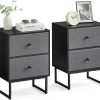Nightstand, Bedside Table Small Dresser with Removable Fabric Drawers, End Table Side Table, Bedroom Furniture, Night Stand for Bedroom, Office, Cloud White and Dove Gray