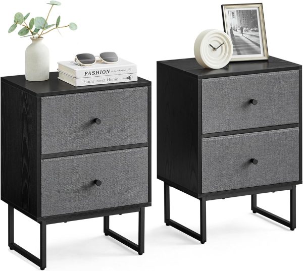Nightstand, Bedside Table Small Dresser with Removable Fabric Drawers, End Table Side Table, Bedroom Furniture, Night Stand for Bedroom, Office, Cloud White and Dove Gray