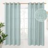 Natural Linen Curtains 63 Inch Length 2 Panels Bronze Grommet Linen Textured Short Window Drapes Light Filtering for Living Room Bedroom, 52 X 63 Inch