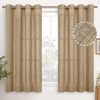 Natural Linen Curtains 63 Inch Length 2 Panels Bronze Grommet Linen Textured Short Window Drapes Light Filtering for Living Room Bedroom, 52 X 63 Inch