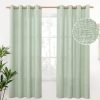 Natural Linen Curtains 63 Inch Length 2 Panels Bronze Grommet Linen Textured Short Window Drapes Light Filtering for Living Room Bedroom, 52 X 63 Inch
