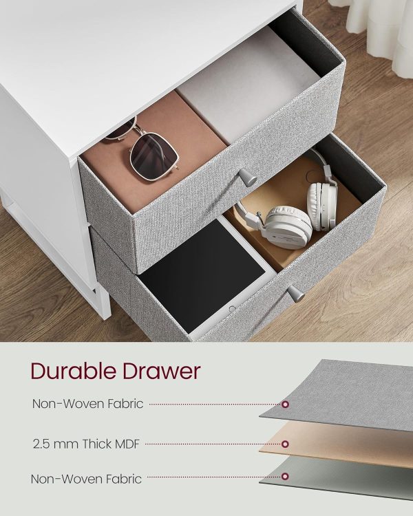 Nightstand, Bedside Table Small Dresser with Removable Fabric Drawers, End Table Side Table, Bedroom Furniture, Night Stand for Bedroom, Office, Cloud White and Dove Gray