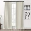 Blackout Curtains 96 Inches Long 2 Panel Set for Living Room,Black Out Room Darkening Thermal Pleated Back Tab Hooks Rings Pleat 8 FT Track Ceiling to Floor Length Curtains for Bedroom Window,Cream