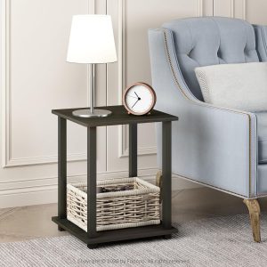 Simplistic Set of 2 End Table, Espresso/Black
