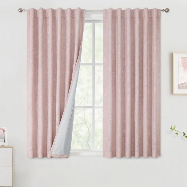 81P1-OV2R5L._AC_SL1500 Chambray Blue Full Blackout Curtains 84 inch for Bedroom Living Room Darkening Soundproof Window Panels Thermal Insulated Rod Pocket Back Tab Grayish Blue Drapes 2 Panels 50" Wx84 L