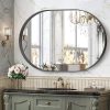 Black Oval Mirror for Bathroom Vanity 20x30 Inch, Matte Black Bathroom Mirrors for Wall Metal Frame, Wall Mounted Mirror for Bedroom Living Room Wall Decor Hang Vertical and Horizontal