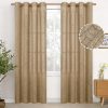 Natural Linen Curtains 63 Inch Length 2 Panels Bronze Grommet Linen Textured Short Window Drapes Light Filtering for Living Room Bedroom, 52 X 63 Inch