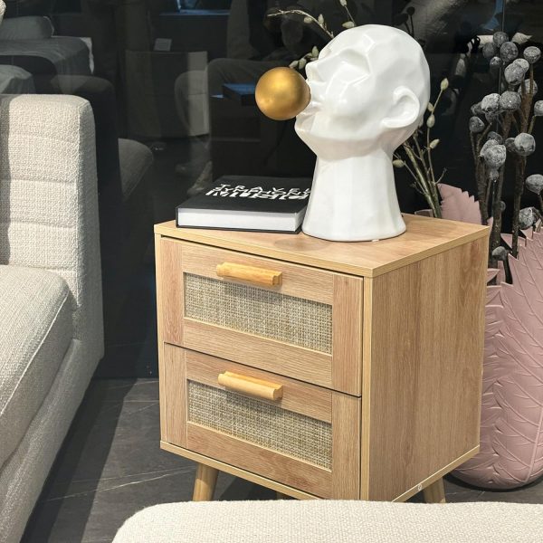 81Q3mHN_TnL._AC_SL1500 Nightstand with Charging Station,Rattan Night Stand with Solid Wood Legs, Bedside Table with USB Ports & Outlets Bed Side Table,End Table for Bedroom,Living Room(Nature Wood Color)