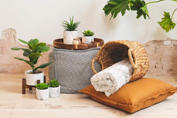 81QQgH9MT8L._AC_SL1500 Artificial Plant for Desk Decor | 15.5" Fake Plant with Stand | Faux Plant Indoor | Desktop Plant | Fiddle Leaf Faux Plant for Tabletop | Small Artificial Plant Indoor