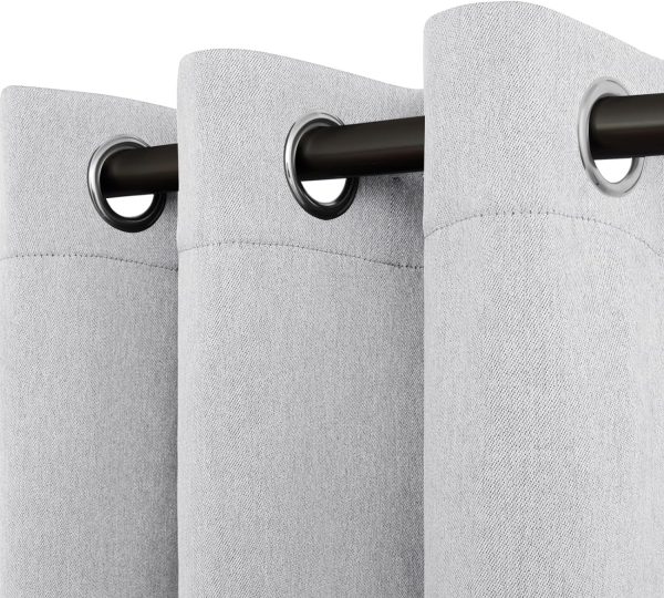 81QplltOkrL._AC_SL1500 Linen Textured 100% Blackout Curtain 100x96 Inch Extra Wide Patio Sliding Door Curtain Solid Thermal Insulated Room Curtain for Bedroom, Living Room (1 Panel, White)