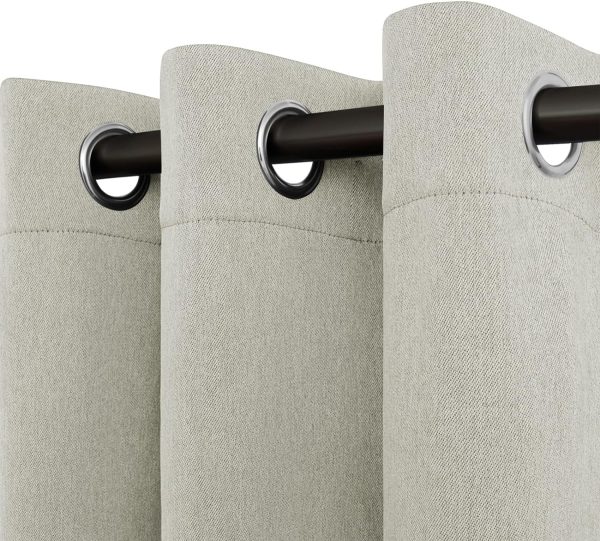 81SJesReSbL._AC_SL1500 Linen Textured 100% Blackout Curtain 100x96 Inch Extra Wide Patio Sliding Door Curtain Solid Thermal Insulated Room Curtain for Bedroom, Living Room (1 Panel, White)