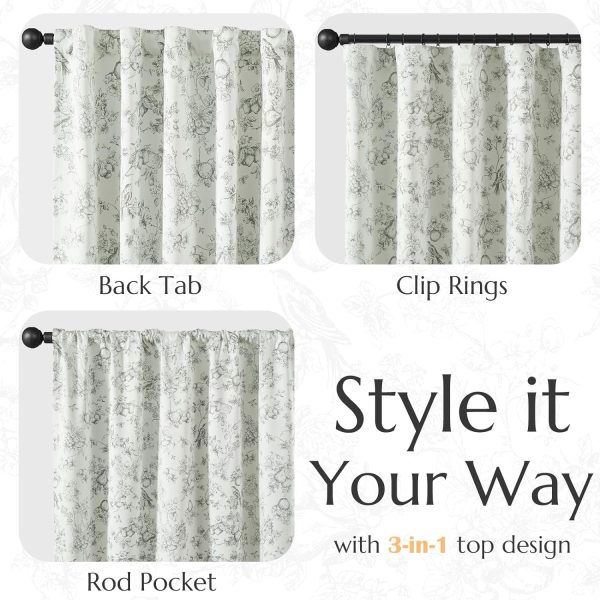 100% Blackout Floral Curtains 96 Inches Long, Printed Flower Sage Green Blackout Curtains for Bedroom Rod Pocket Back Tab Full Blackout Curtains Thermal Insulated Window Drapes, 2 Panels